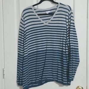 Croft & Barrow Size 3X V-Neck Striped Sweater